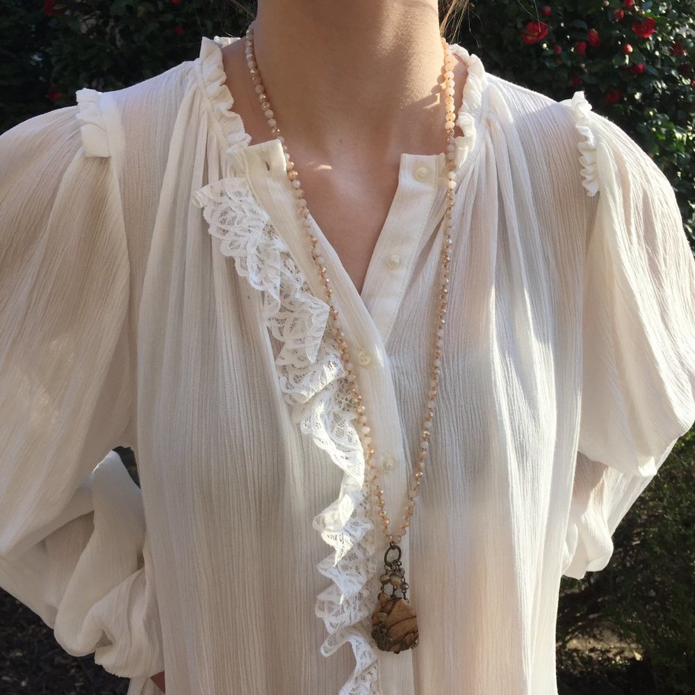 Beautiful Natural Stone Beaded Dangle Necklace - Picture 3 of 6